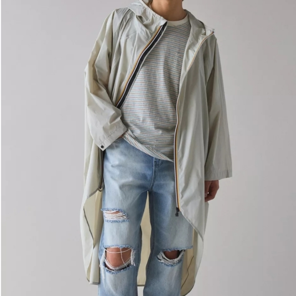 K-Way Le Vrai 4.0 Rennes Rain Jacket, Small & Large, Beige, Retail $210 USD